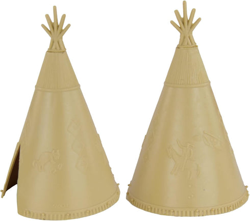 BMC Classic Plains Indian Teepees - Tan 3pc Western Plastic Playset Accessories