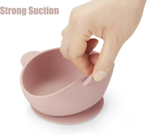 PandaEar 3 Pack Baby Bowls with Suction, Soft Safe BPA-Free Silicone Food Bowl for Babies, Kids, Toddlers (Pink)