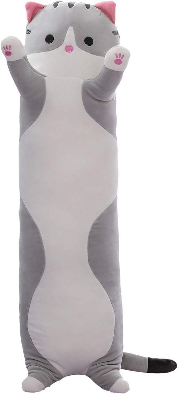 Cute Cat Plush Long Body Pillow Soft Cartoon Stuffed Animal Doll, Kawaii