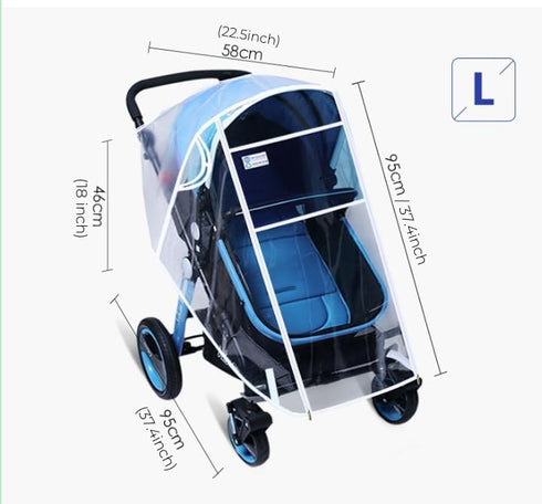 Universal Stroller Rain Cover, Clear Waterproof Weather Shield for Baby Stroller, Protection from Snow and Rain