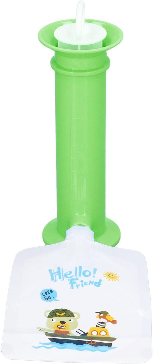 7pcs Reusable Food Pouch Maker Set, Pure Color Toddler Fruit Squeeze Puree Filler, Green