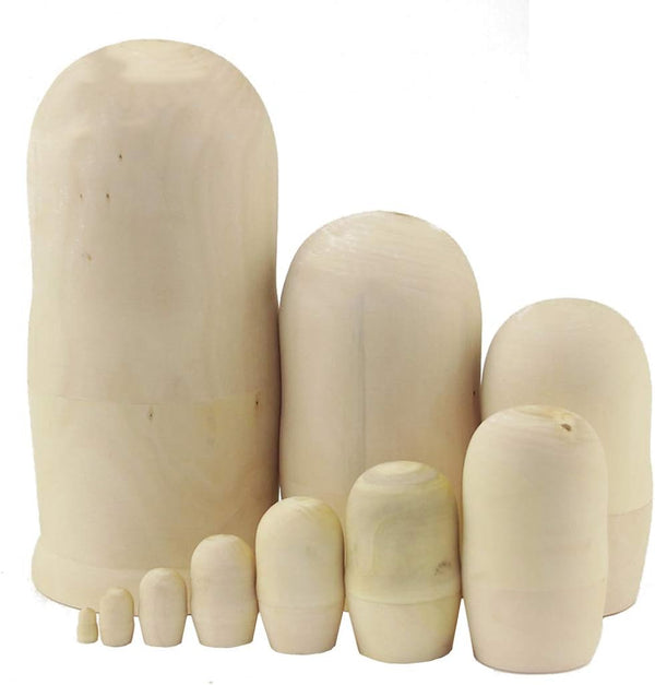 Moonmo 10pcs Beautiful Handmade DIY Blank Wooden Russia Nesting Dolls Gift Russian