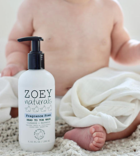 9.65 oz Absolutely Natural Zoey Naturals Fragrance-Free Head to Toe Baby & Toddler Wash Tear-Free Body Wash and Shampoo