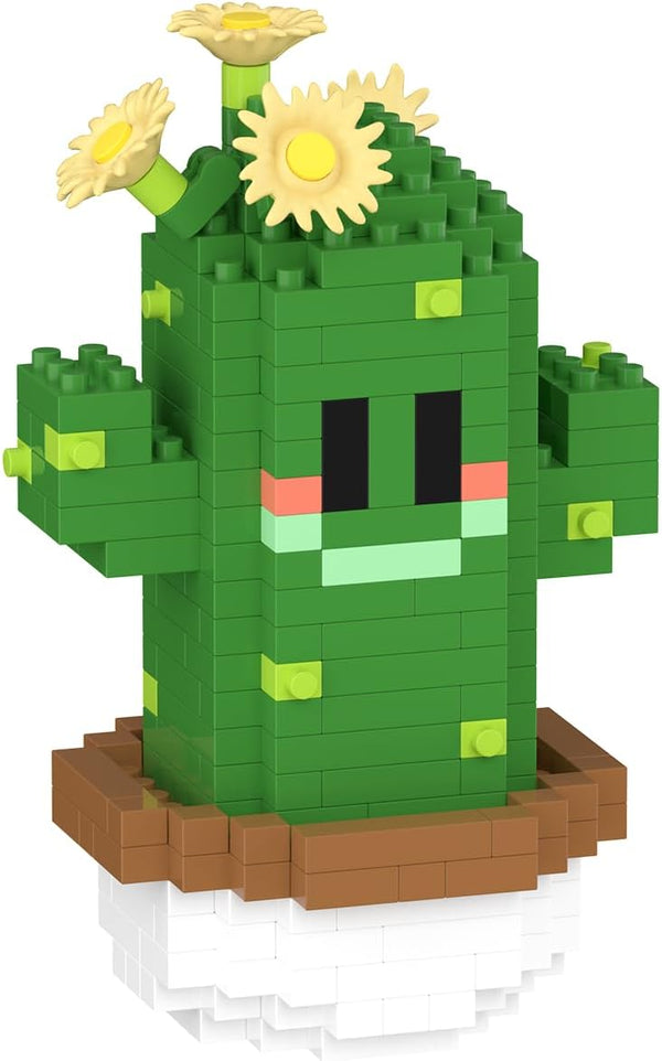 Jollcnoia Tall Mini Cute Cactus Succulent Plants Bonsai Building Toy Potted Plant Blocks