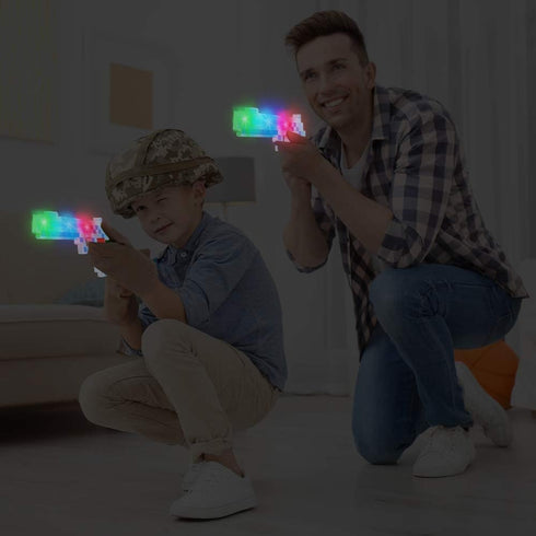 ArtCreativity 10 Inch Light Up Pixel Pistol Toy with Flashing LEDs - Video Game Party Supplies for Kids