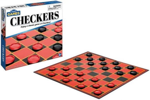 Playmaker Toys Checkers Classic Board Game, 8-inch Square Compact Box, Interactive Toy for Family Fun
