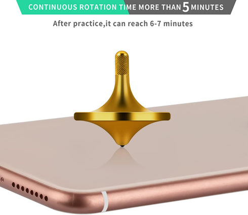 Premium Stainless Steel Spinning Top, Exquisite Metal Desk EDC Fidget Toy, Spins Over 6 Minutes, Bronze, 34mm