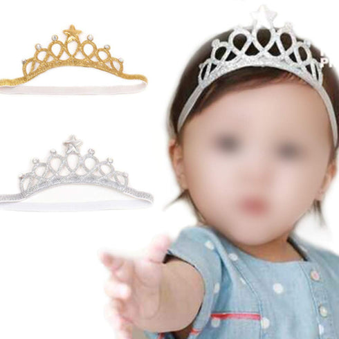 Baby Girl Crown Tiara Headband, Hair Band Headwear Birthday Gift, Princess Tiara Crown (Silver)