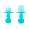 Bumkins Baby Utensils Set, Chewtensils Silicone Spoons for Self-Feeding, Soft Practice Fork and Spoon, Blue