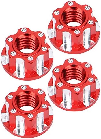 VGEBY 4pcs RC Hex Nuts, M4 Carving Hexagonal Nuts Aluminum Alloy for D3 D4 1/10 RC Car (Red)