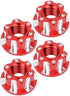 VGEBY 4pcs RC Hex Nuts, M4 Carving Hexagonal Nuts Aluminum Alloy for D3 D4 1/10 RC Car (Red)