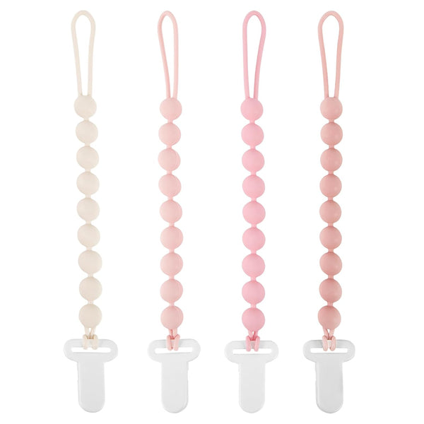 MINMUNJIU Pacifier Clips Baby Girl, 4 Pack One Piece Flexible Soft Binky