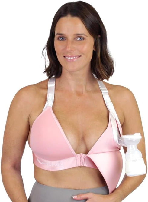 Nurturally Nursing and Pumping Bra, Adjustable Breast Pump Bra, Non-Wired Pumping Bra