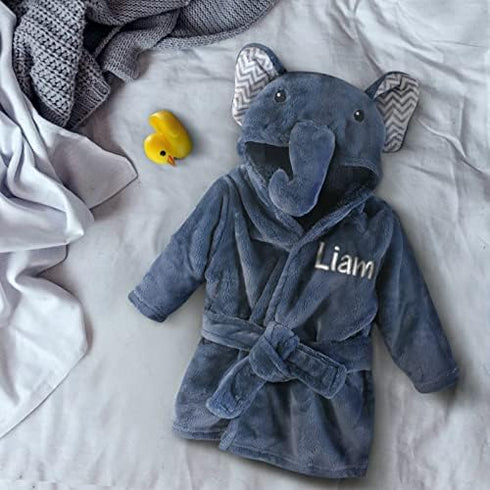 PERSONALIZE BABY CustomizedcElephant Animal Face Baby Bathrobe for Boy & Girl Shower Gifts