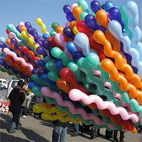 100Pcs 40 Inches Latex Spiral Balloons for Birthday Party, Assorted for Boys and Girls