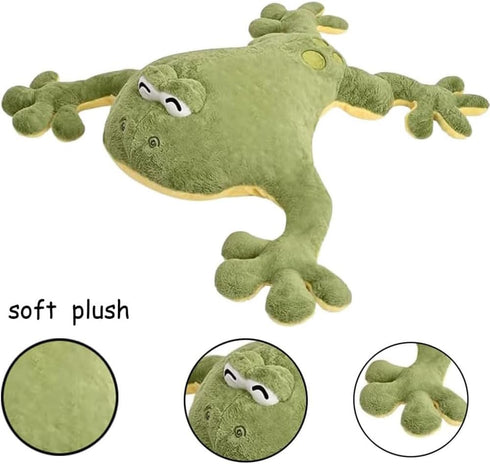 Huniupore (47.2in) Large Frog Stuffed Animal Green Frog Plush Toy Frog Plushies Hugging Pillow Gift for Boys Girls