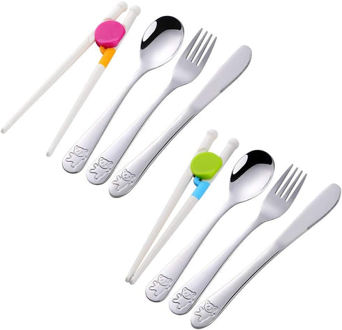 Kids Silverware Set, Stainless Steel Children Flatware, Toddler Utensils Set of 2, Silver