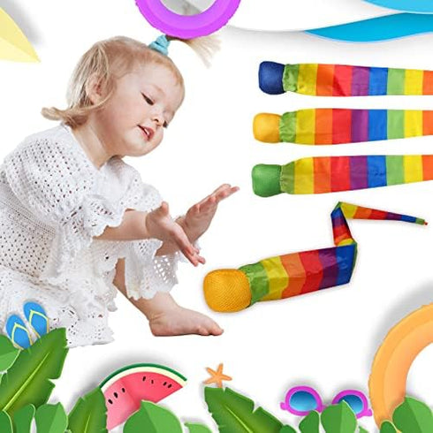 Catch Tail Foam Balls, Soft Rainbow Play Ball, Educational Sports Playground Balls for Kids, Sensory Training, 23.62