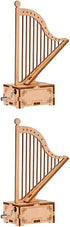 ibasenice Wooden Harp Model, 2 Pcs Box 3D Puzzles for Kids, DIY Music Box Ornament