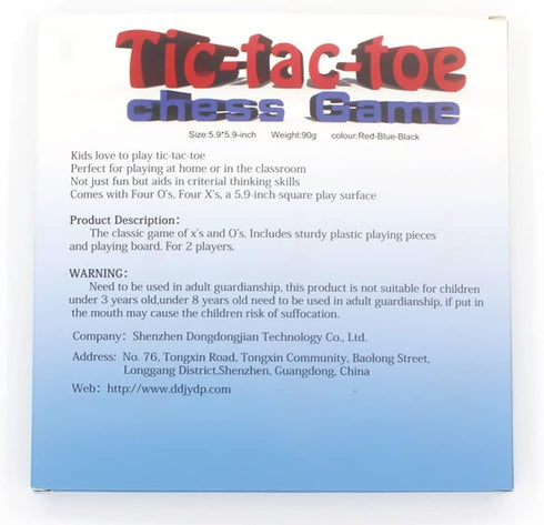 Tic Tac Toe Board Game, Classic Family Game, Children's Plastic Tic Tac Toe Game, Board Size 15 x 15 cm