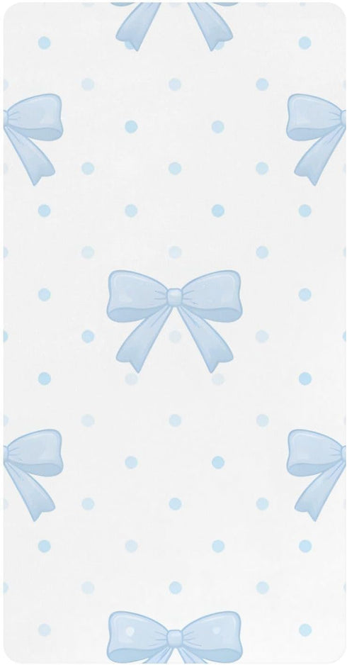 CZXW Watercolor Bows Blue Crib Sheets Fitted 52" x 28" Natural Cotton Soft