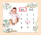 Baby Monthly Milestone Blanket, Koalas Trunk Branch Leaf Wreath, 48"x40", Unisex with 4 Frames and 1 Headband