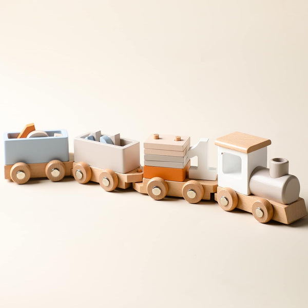 ibwaae Wooden Train Set for Baby Toys, 12 PCS with Numbers and Blocks for Toddler Boys and Girls Birthday Gifts