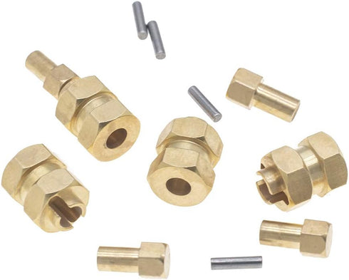 4Pcs Brass Extended 7mm Hex Wheel Hubs, 8mm Thick for AXIAL SCX24 Upgrades 1/24 RC Crawler Car