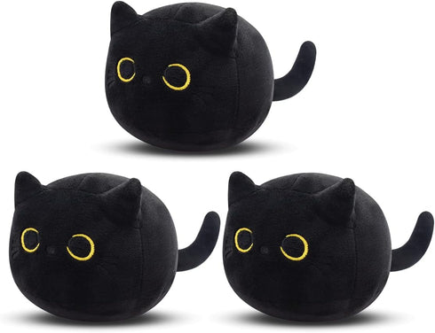 Black Cat Plush, 3Pcs Cute Mini Stuffed Animal for Home Decoration, Soft Cat Plush Birthday Gift for Kids Boys Girls