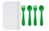 5 Piece Plastic Toddler Silverware Spoon and Fork Utensil Set - Reusable Toddler Cutlery with Hygienic Travel Pouch (Green) by Lollaland