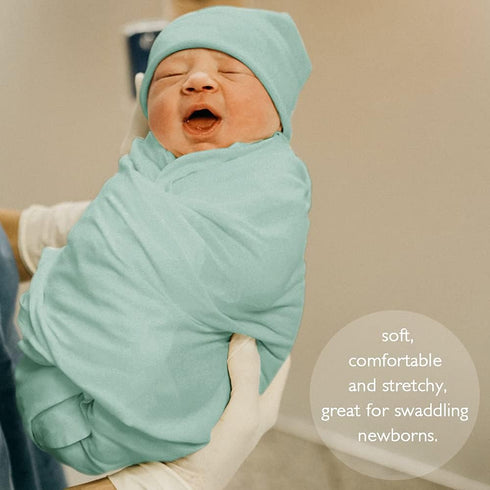 OWLOWLA Swaddle Blanket and Hat Set, Newborn Swaddle Wrap Baby Receiving Blanket for Baby Boys Girls