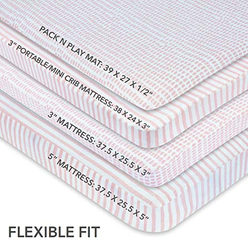 Pack 2-Pack Elys & Co. Waterproof and Play/Mini Crib Sheets All-in-One Mattress Protector and Fitted Playard Sheets