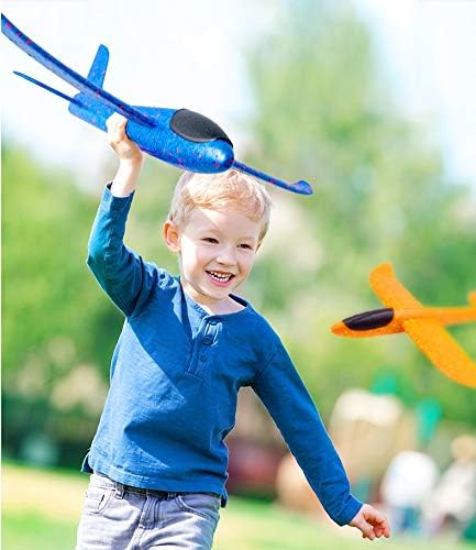 BooTaa 2 Pack Airplane Toys, 17.5" Large Throwing Foam Plane, 2 Flight Mode Glider for Kids, Outdoor Sport Toys