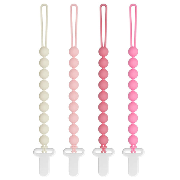 Draklary Pacifier Clips Baby Girls - 4 Pack Paci Clip Silicone Soothe Baby