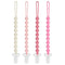 Draklary Pacifier Clips Baby Girls - 4 Pack Paci Clip Silicone Soothe Baby