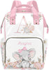 Yeshop Personalized Diaper Backpack Pink Floral Monogram Elephant Multi Function Diaper Bag Travel