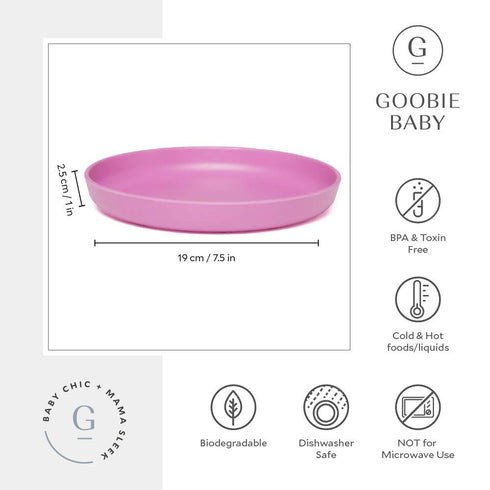 Bamboo Kids Plates - Set of 4 Non Toxic & Eco Friendly Dinnerware, Breakfast, Lunch, & Dinner Plate for Toddlers &