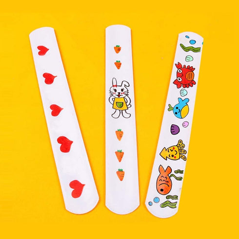 HappyHapi 42 Pack Slap Bracelets, DIY Blank Soft Wristbands for Birthday, Halloween, Christmas Party Favors