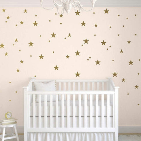 TOARTi Stars Wall Decals (124 Decals) - Removable Wall Stickers for Baby Kids Nursery Bedroom, Gold Stars