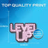Level Up Neon Game Video Gamer Stickers - Premium Quality Vinyl Bumper Stickers 2-Pack Made in USA