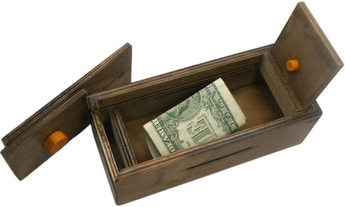 Puzzle Box Enigma Secret Explorer - Wooden Magic Trick Lock Gift Card Holder with Hidden Compartment Piggy Bank