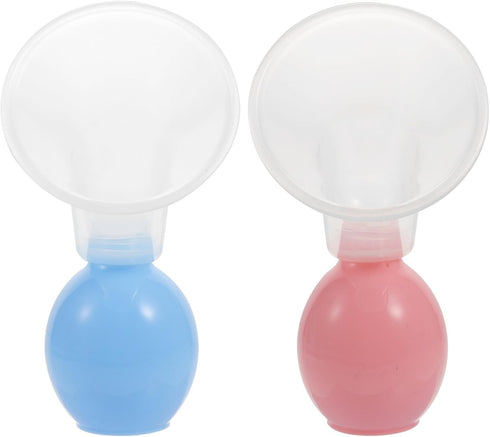 Set 2pcs Abaodam Manual Breast Pump for New Mothers, Portable Breastfeeding Suction Device with (Pink Blue)
