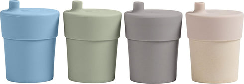 WeeSprout Bamboo Grow-With-Me Sippy Cups with Lids, 10 oz Set of Four, Dishwasher Safe