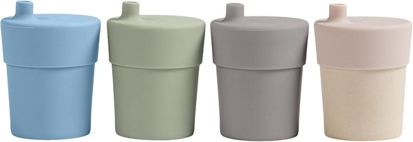 WeeSprout Bamboo Grow-With-Me Sippy Cups with Lids, 10 oz Set of Four, Dishwasher Safe