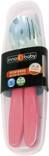 Innobaby Din Din Smart EZ Grip Spoon and Fork Set, Utensil Set for Kids and Toddlers, BPA Free, Pink