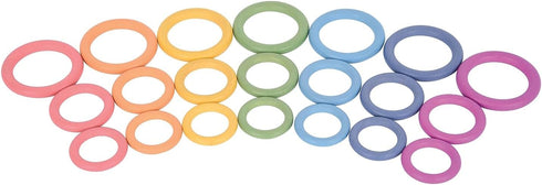TickiT-73977 Rainbow Wooden Rings - Set of 21, Counting and Sorting Rings, Loose Parts Wooden Toy for Babies and