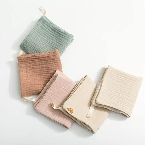 10x10 6-Pack 4-Layer Baby Burp Cloths | Organic Muslin Cotton, Absorbent Washcloths | Ultra-Soft, Quick-Dry Newborn