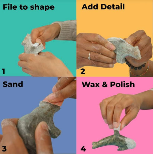 STUDIOSTONE CREATIVE DIY Arts & Crafts Carving Kit, Bear Sculpture Soapstone for Kids and Adults