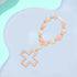 Communion Cross Baptism Silicone Rosary Necklace Light Pink Shower Baptism Party Supply Rosary Necklace First Rosary