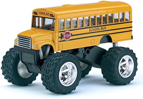 KinsFun 5" Pullback Monster School Bus Die Cast Metal Model, Action Toy Monster Truck